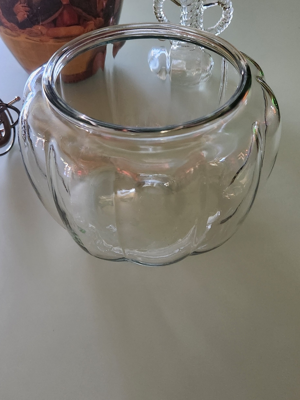 Clear Glass Pumpkin Jar - Decorative Bowl